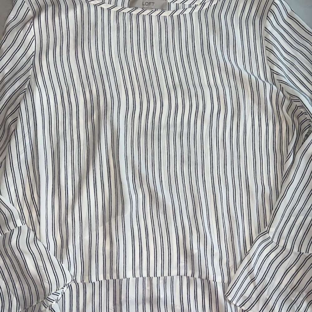 LOFT White Blouse with Black Pinstripes - Picture 4 of 7